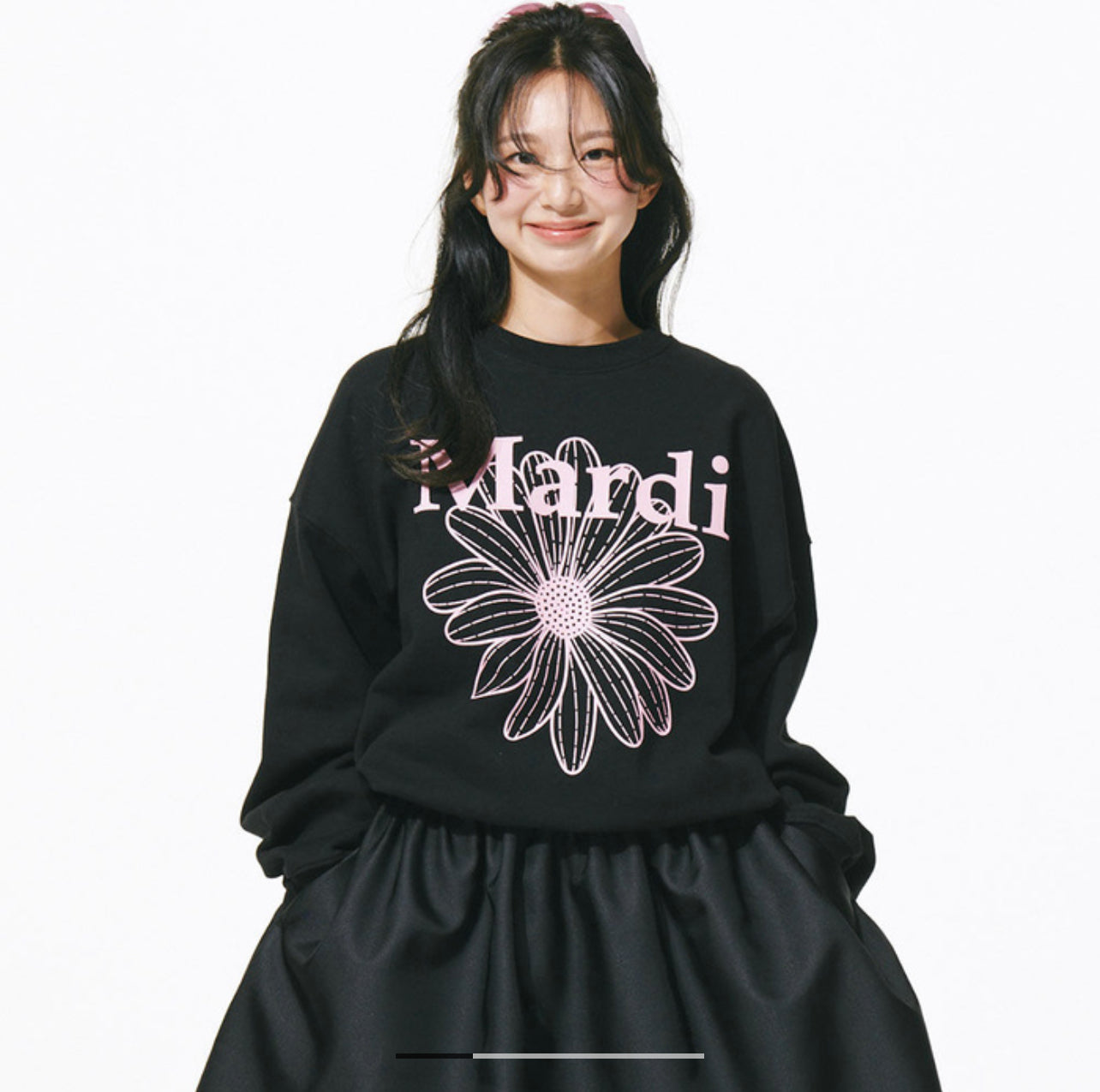 Mardi Mercredi BLACK PINK SWEATSHIRT FLOWERMARDI（Preorder）