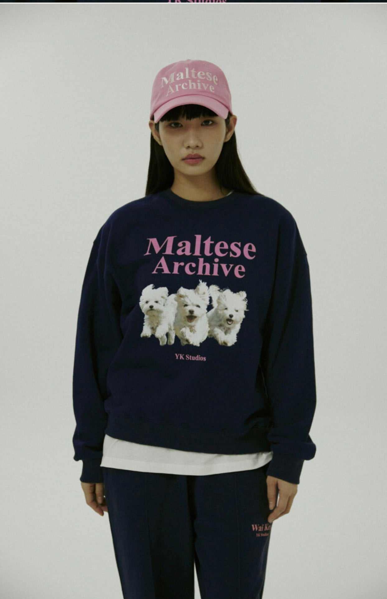 Waikei Maltese Archive Sweatshirt_Navy Pink(Preorder)