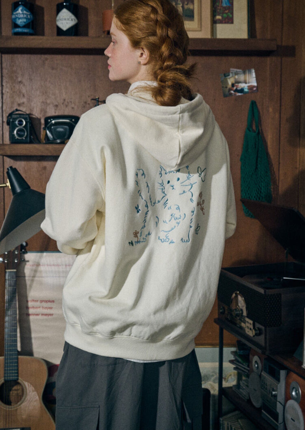 Korean Collection About Love Cat Zip Up Oversize Hoodie (Preorder)