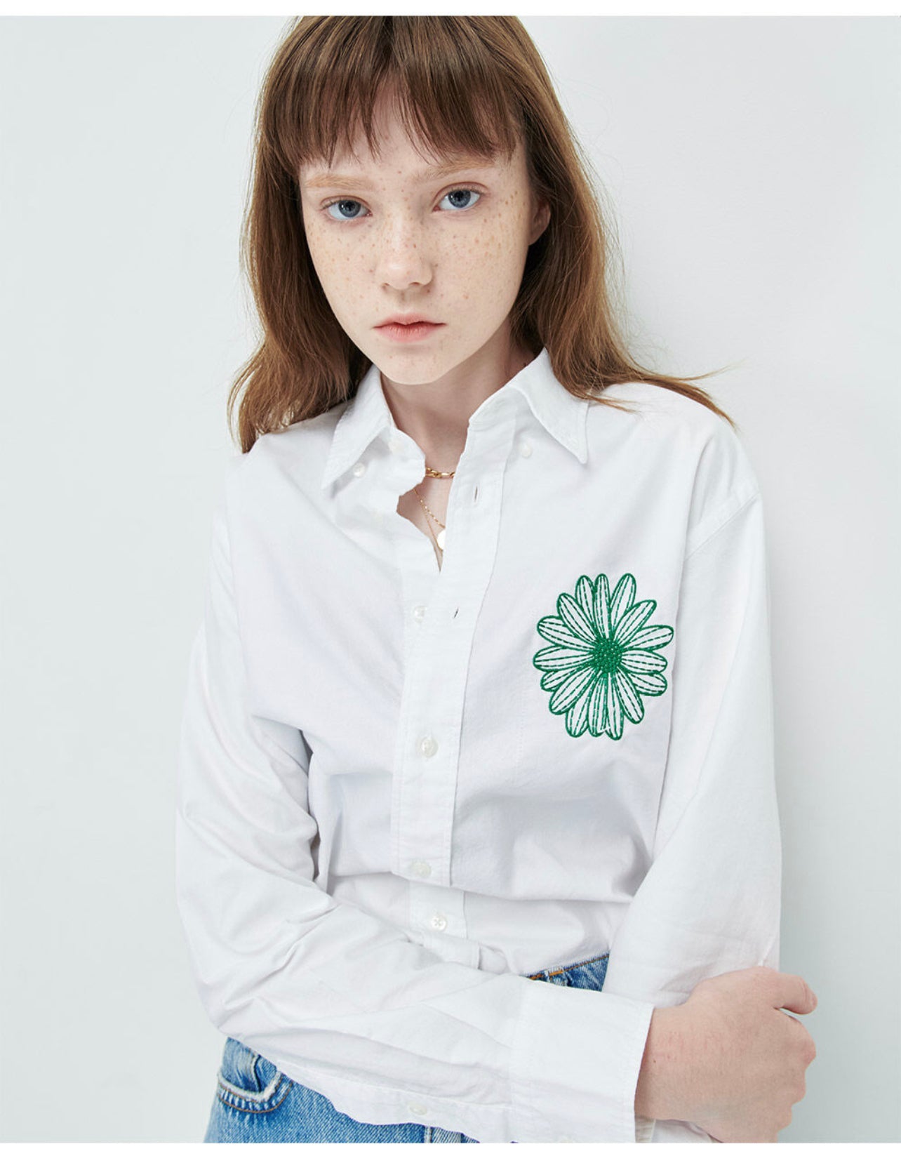 Mardi Mercredi OXFORD SHIRT_WHITE GREEN(Pre-order)