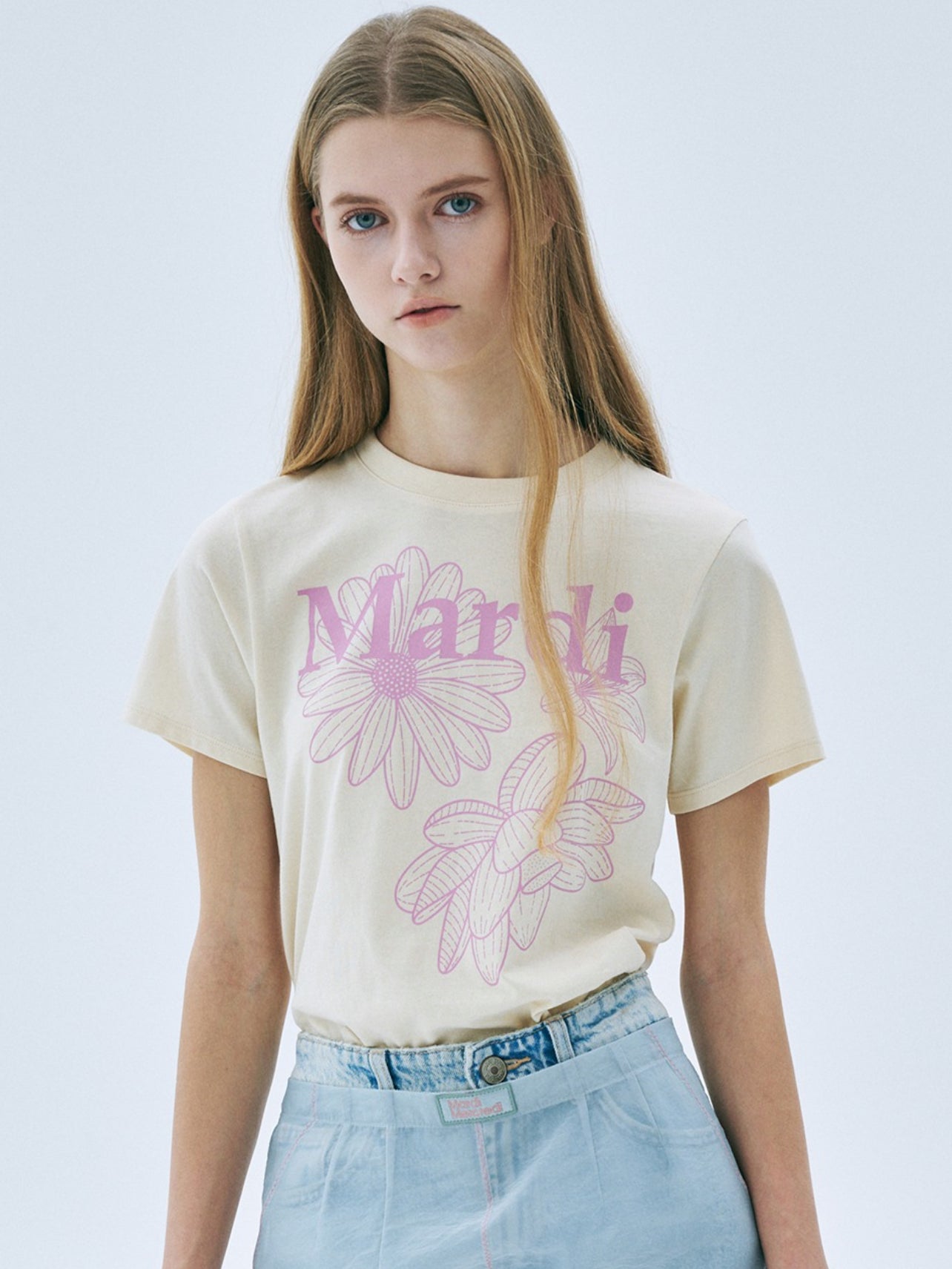 Mardi Mercredi SLIM TSHIRT TRIPLE FLOWER_BUTTER PINKLAVENDER(Instock)