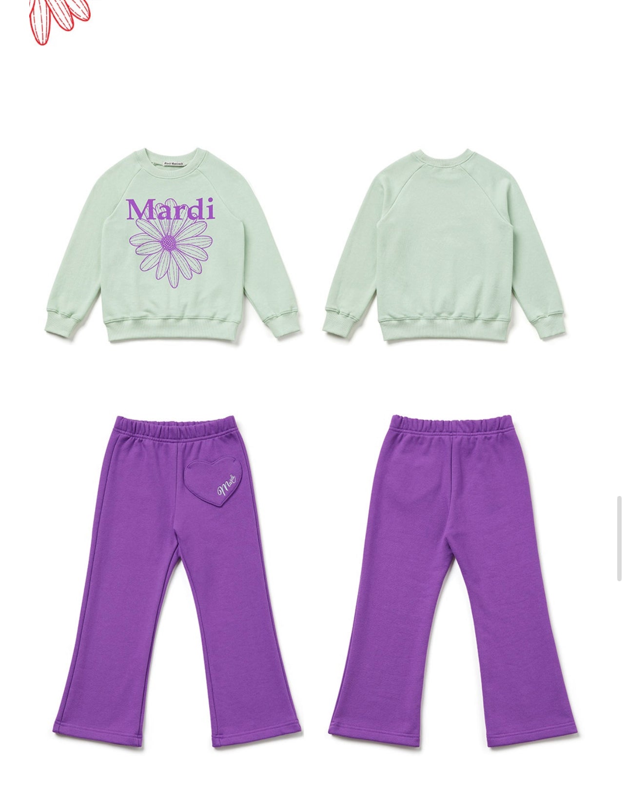 Mardi Mercredi Kids Sweatshirt Setup Flowermardi_Mint Purple(Preorder)