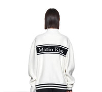 Matin Kim zip LOGO KNIT CARDIGAN IN White (Preorder)