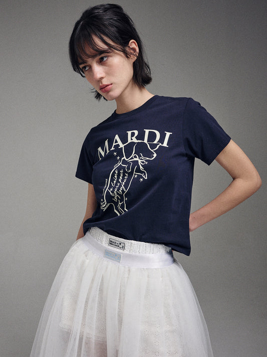 Mardi Mercredi SLIM TSHIRT SWING THE TAIL DDANJI_ NAVY IVORY (Instock）