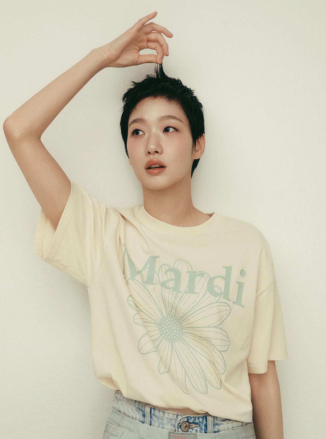 Mardi Mercredi TSHIRT FLOWERMARDI_BUTTER MOSSGREEN(Preorder)