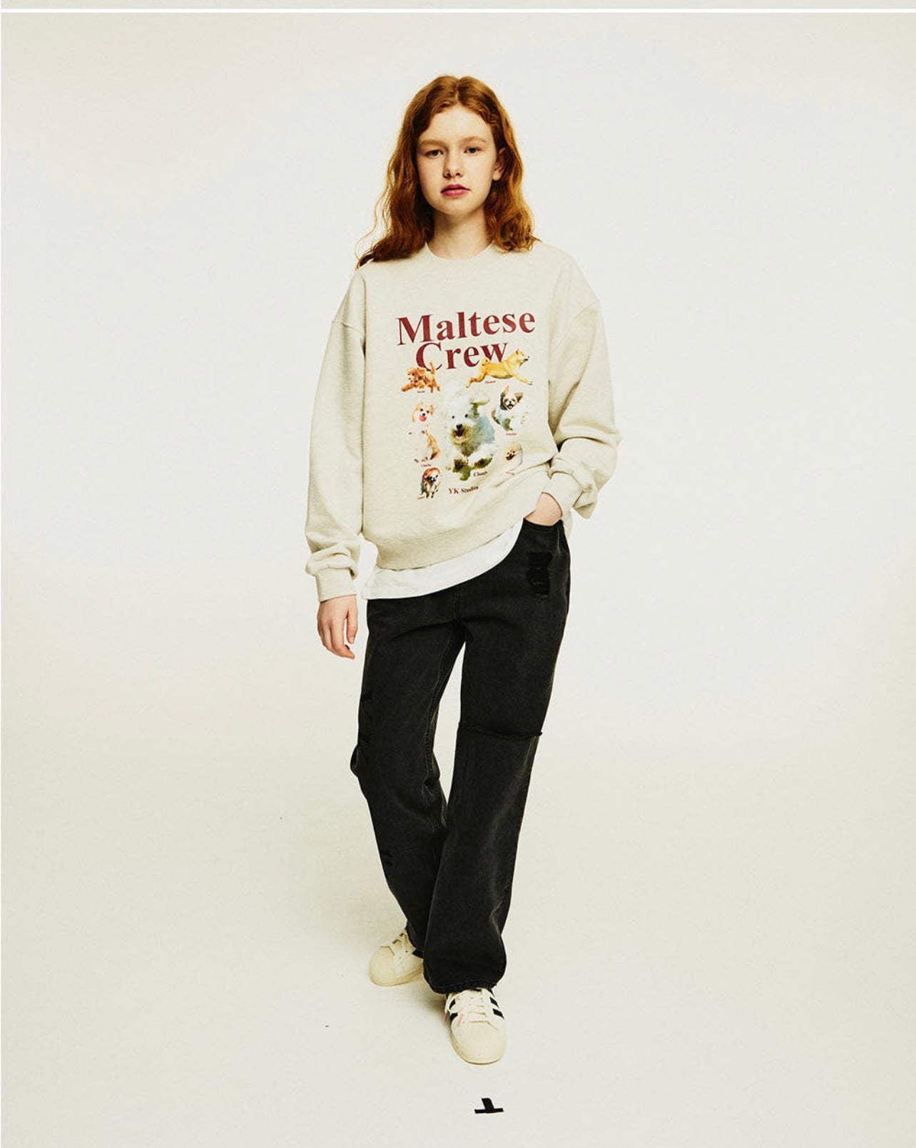 Waikei Crew Neck Unisex Sweat Street Style Sweatshirt Oatmeal(Preorder)