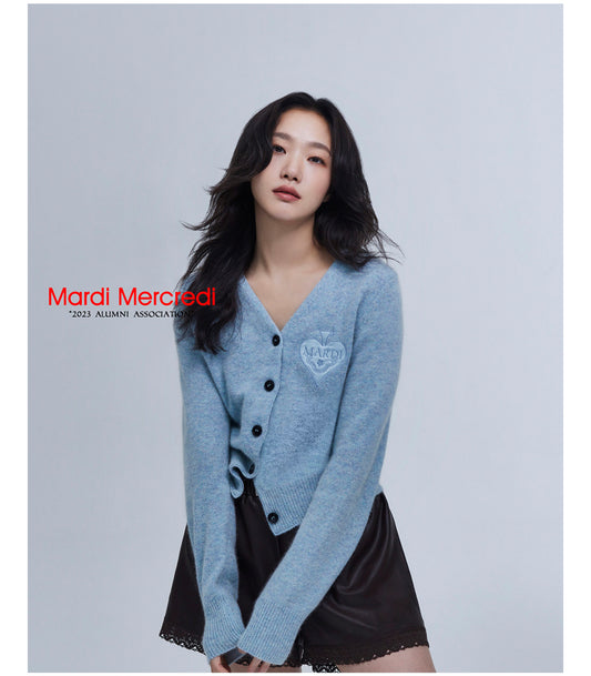 MARDI MERCREDI RACCOON BLENDED CARDIGAN V NECK SPADE_MINT(Preorder)