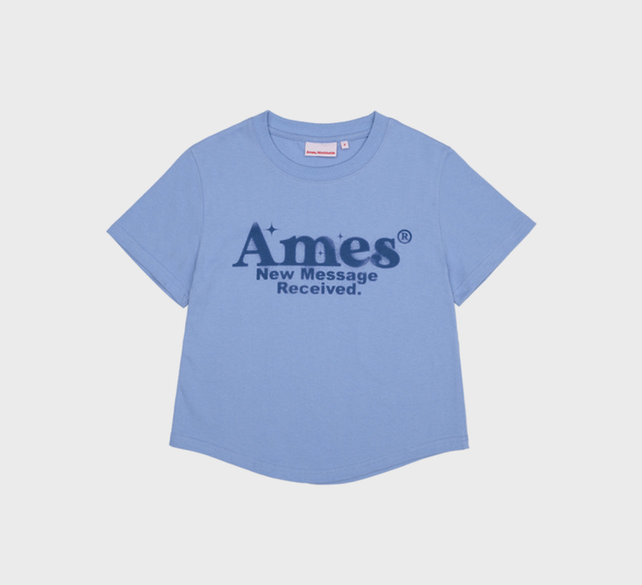 Korean Brand AMES Round Hem Crop Tee Blue (Preorder)