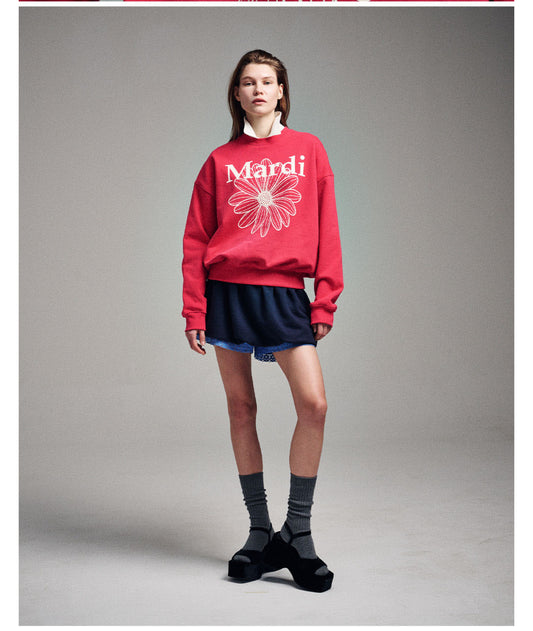Mardi Mercredi SWEATSHIRT FLOWERMARDI_RED IVORY (Instock)