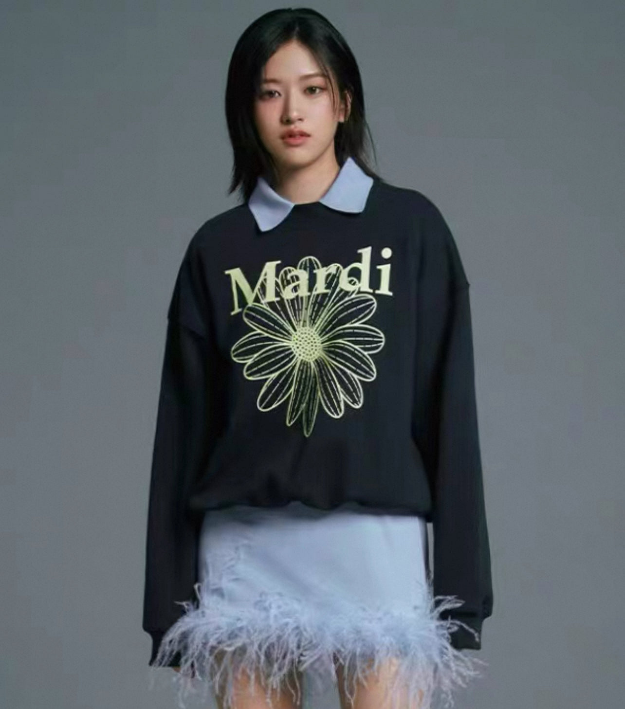 Mardi Mercredi Sweatshirt FLOWERMARDI_ NAVY LEMON (Instock)