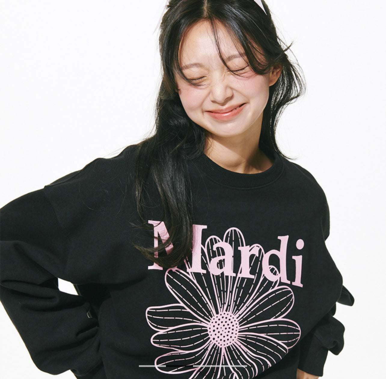 Mardi Mercredi BLACK PINK SWEATSHIRT FLOWERMARDI(Preorder)