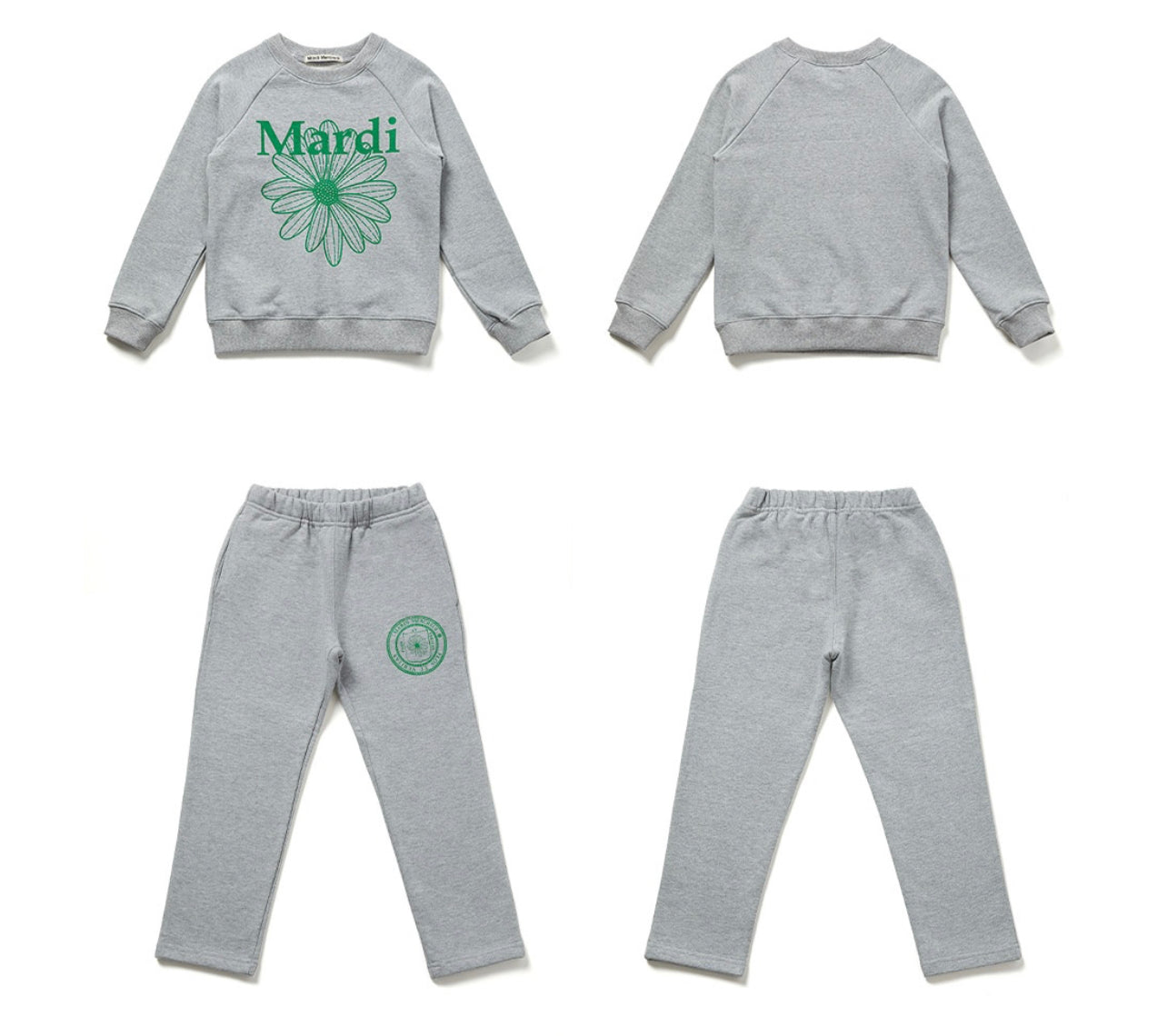 Mardi Mercredi Kids Sweatshirt Setup Flowermardi_Grey Green(Preorder)