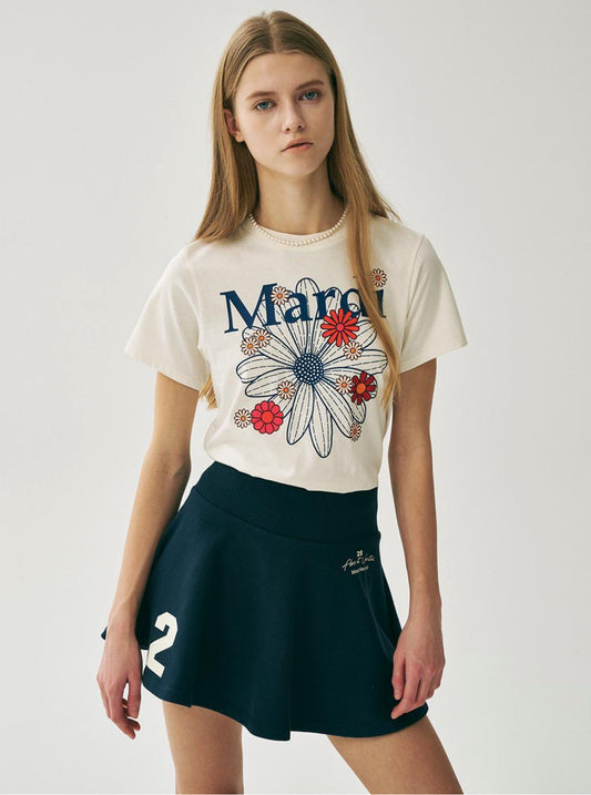 Mardi Mercredi SLIM TSHIRT FLOWERMARDI BLOSSOM_ CREAM VINTAGEBLUE(Preorder)