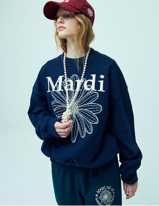 Mardi Mercredi SWEATSHIRT FLOWERMARDI NEEDLEWORK_NAVY CREAM(Preorder)