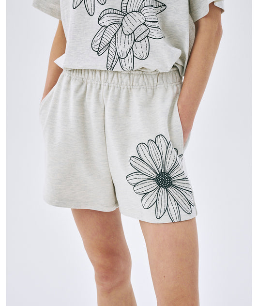 Mardi Mercredi SWEAT SHORTS FLOWER_OATMEAL BLACK (Preorder)