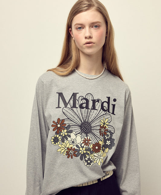 Mardi Mercredi TSHIRT LONG SLEEVE FLOWERMARDI JARDIN_GREY BLACK (Instock)