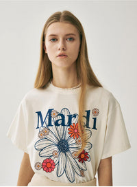 Mardi Mercredi TSHIRT FLOWERMARDI BLOSSOM_CREAM VINTAGEBLUE(Instock)