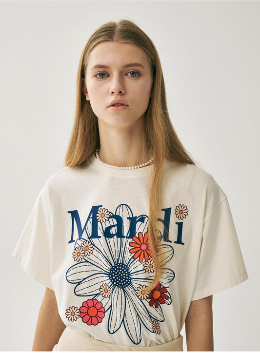 Mardi Mercredi TSHIRT FLOWERMARDI BLOSSOM_CREAM VINTAGEBLUE(Instock)