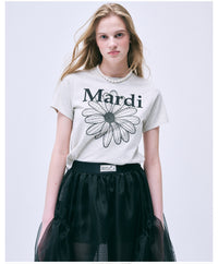 Mardi Mercredi SLIM TSHIRT FLOWERMARDI_OATMEAL BLACK(Preorder)