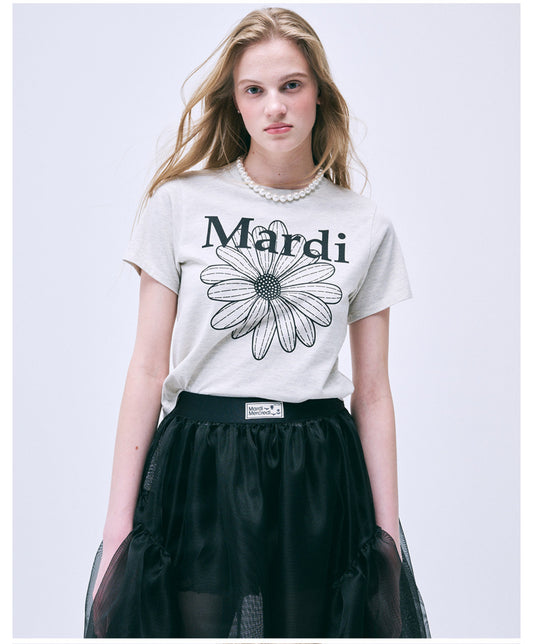 Mardi Mercredi SLIM TSHIRT FLOWERMARDI_OATMEAL BLACK(Preorder)