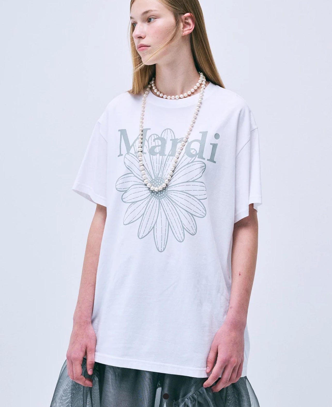 Mardi Mercredi TSHIRT FLOWERMARDI_WHITE LIGHTGREY (Instock)