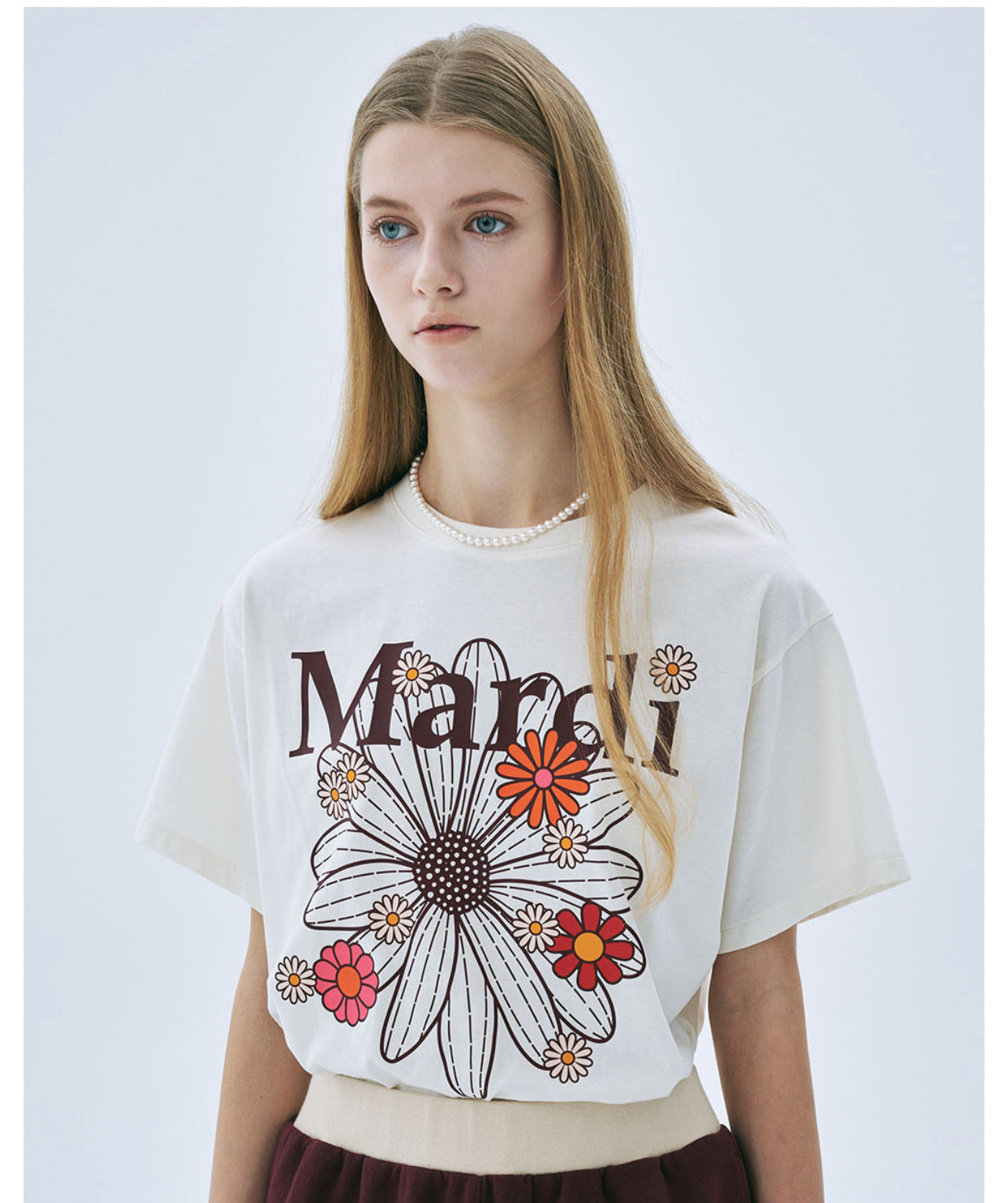 Mardi Mercredi TSHIRT FLOWERMARDI BLOSSOM_CREAM BURGUNDY(Preorder)