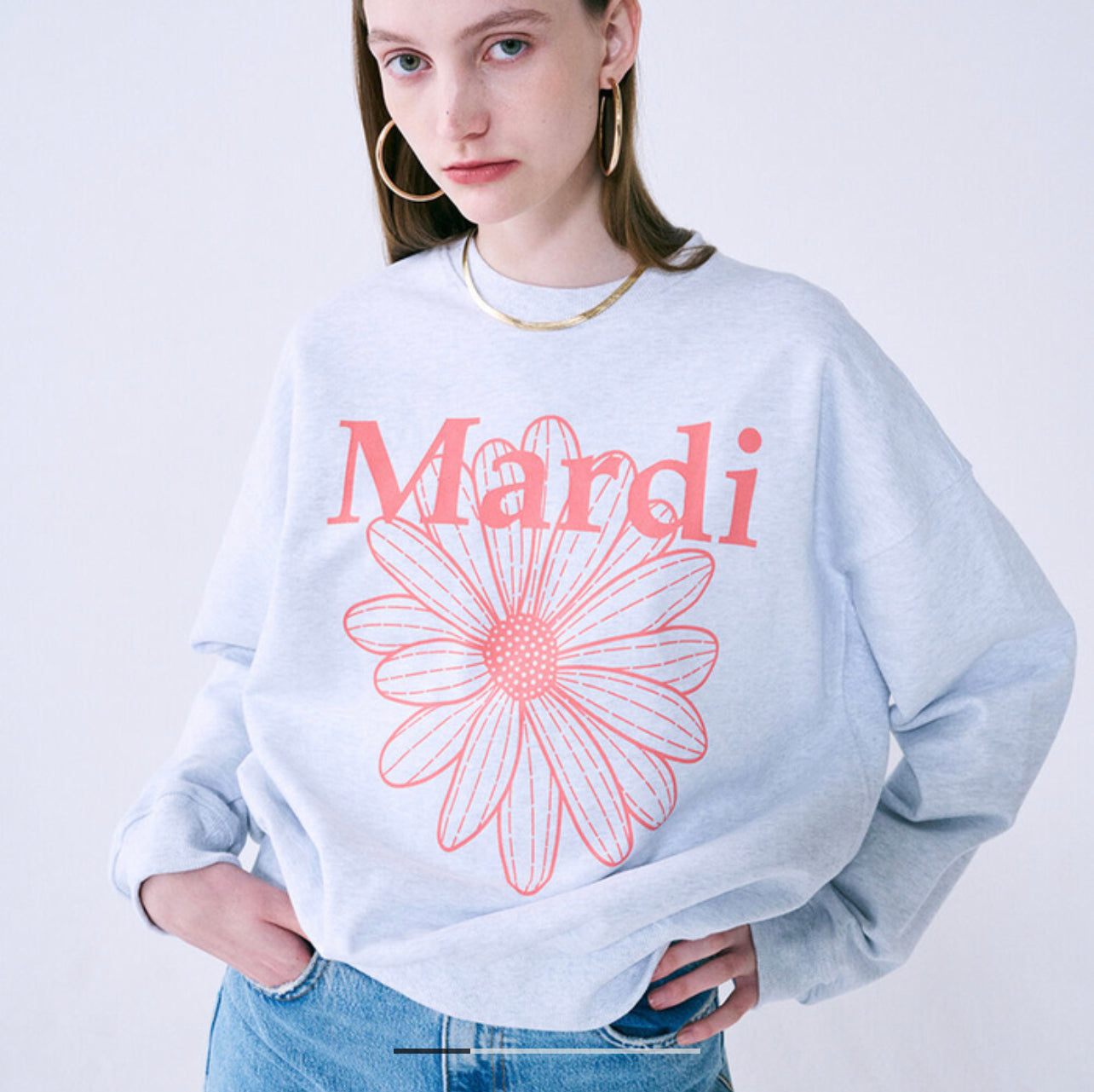 Mardi Mercredi SWEATSHIRT HEATHER CORAL FLOWERMARDI(Pre-order)