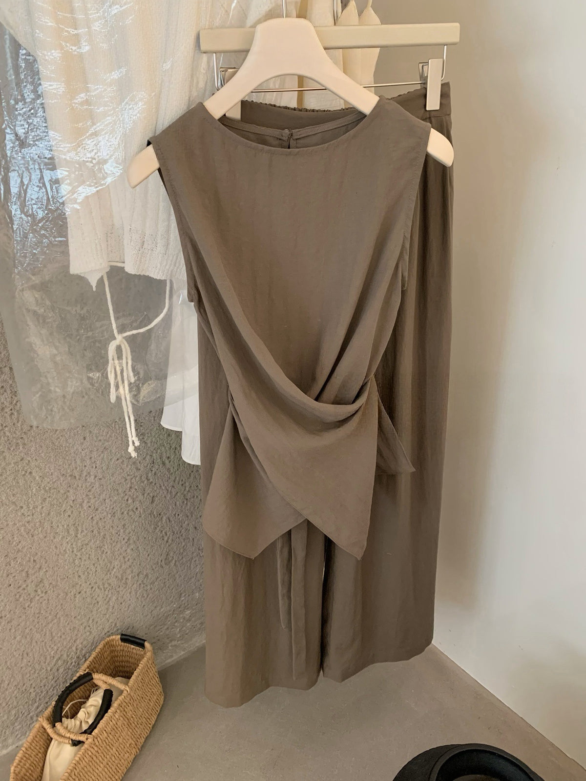 Kelly Designs 2-Piece Casual Khaki Set –Top, & Long Pants (Instock)