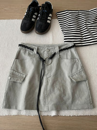Kelly Designs Khaki Skirt Shorts With Belt (Instock)