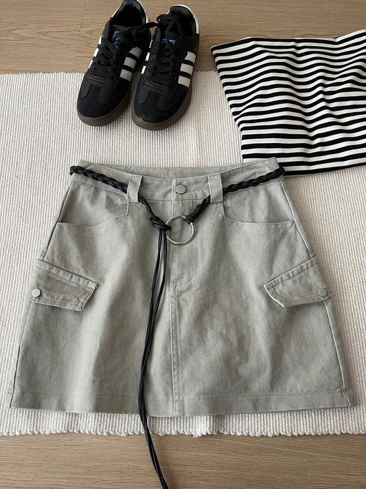 Kelly Designs Khaki Skirt Shorts With Belt (Instock)