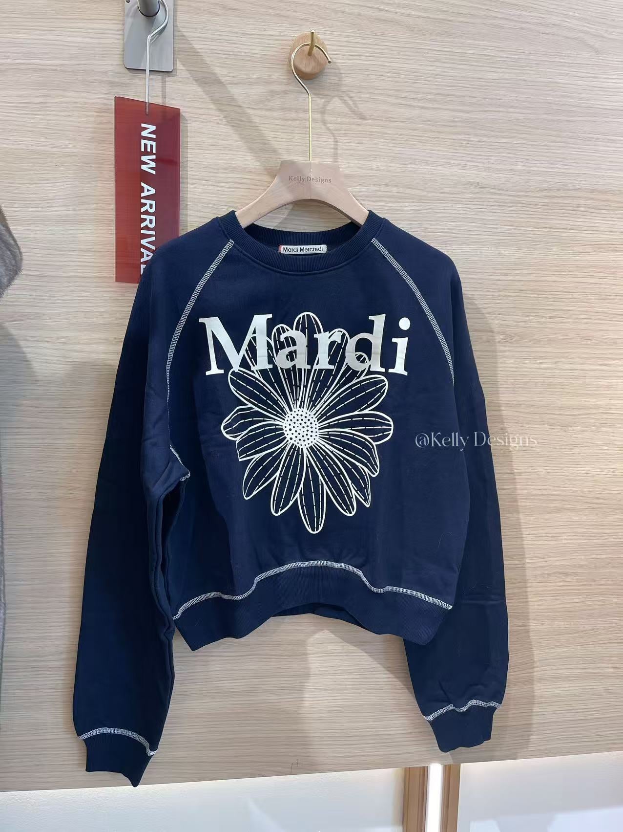 Mardi Mercredi FLOWERMARDI RAGLAN SWEATSHIRT Navy IVORY(Instock)
