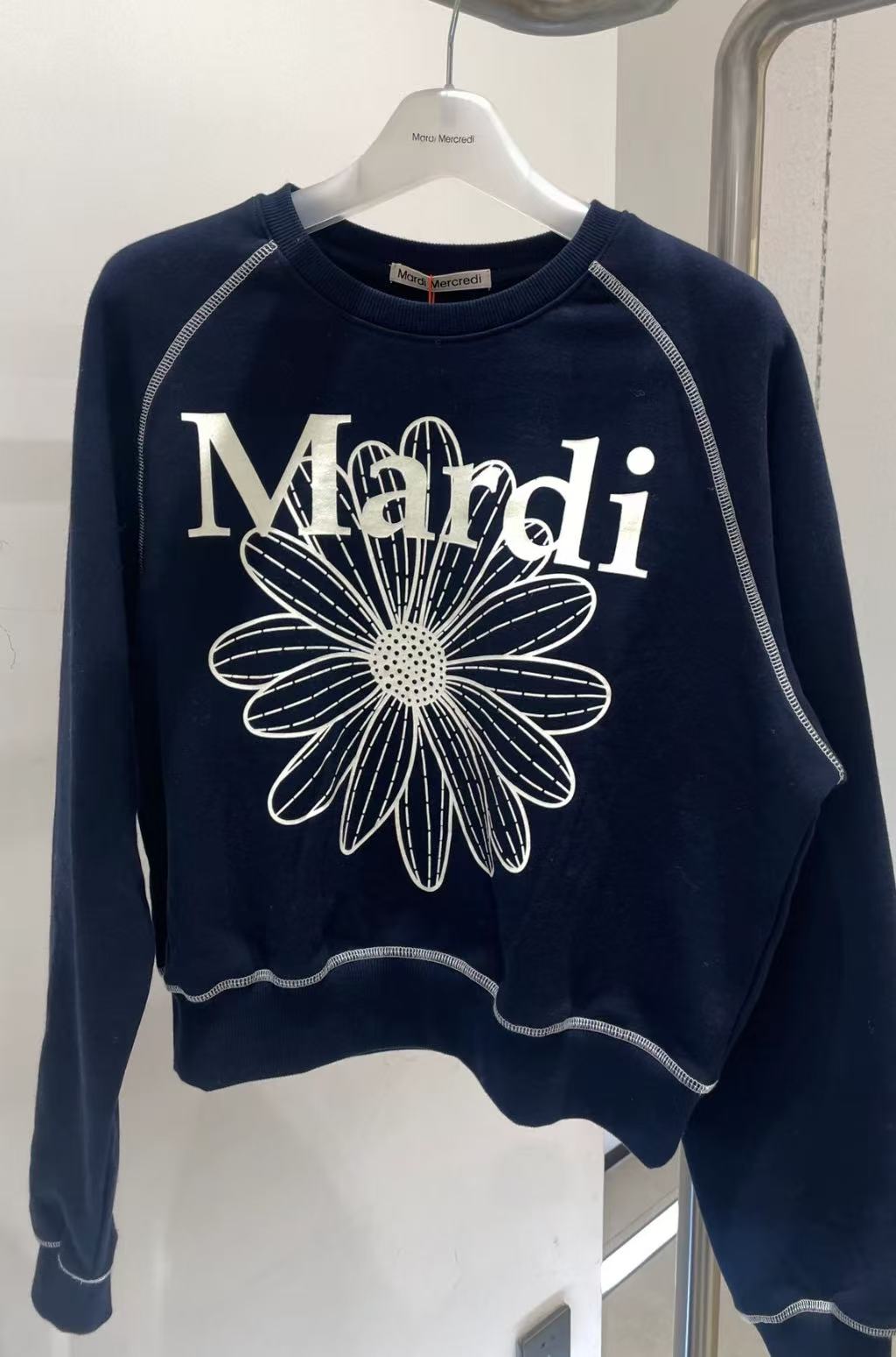 Mardi Mercredi FLOWERMARDI RAGLAN SWEATSHIRT Navy IVORY(Instock)