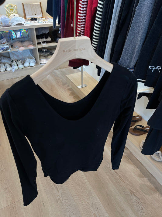 Kelly Designs Black Fleece Bra Long Sleeves Top(Instock)