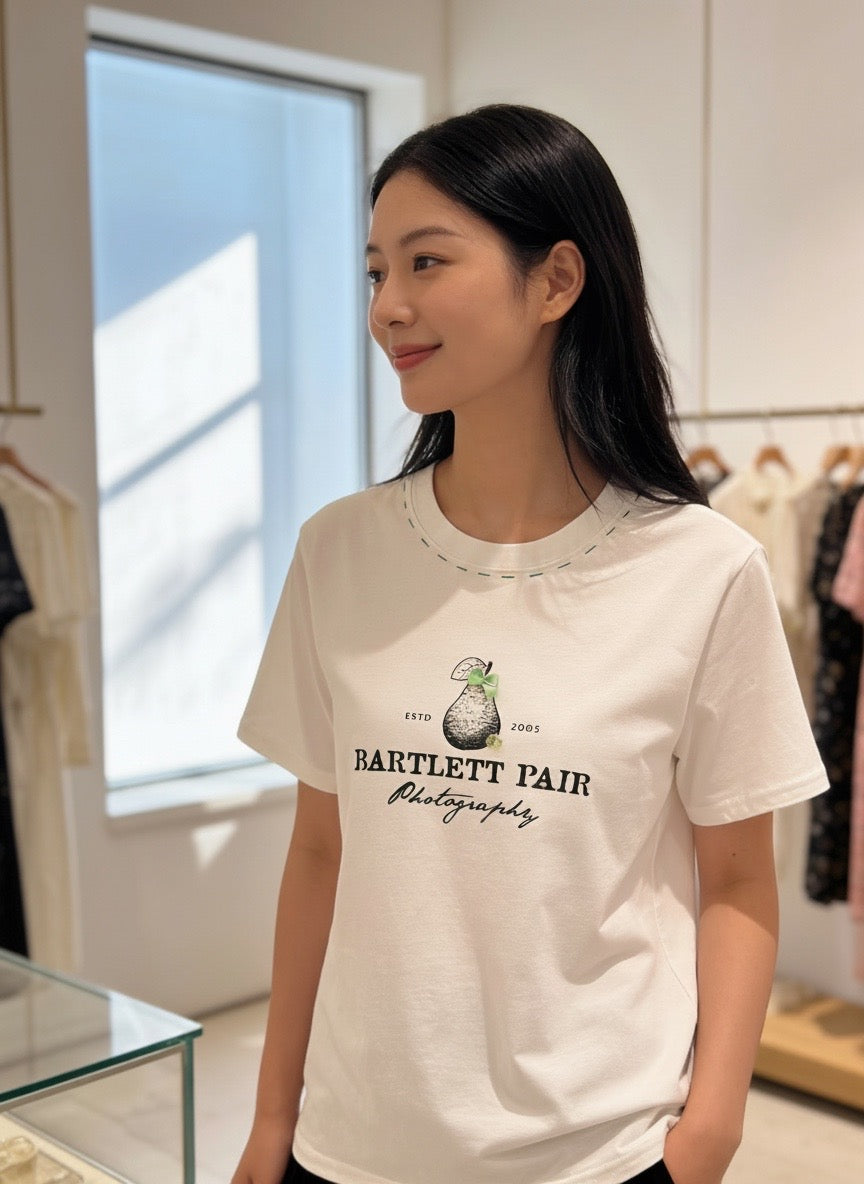 Korean APM Collection Pear White Tshirt (Instock)