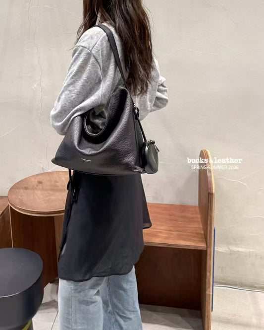 Korean APM Collection BUCKS&LEATHER Black Leather Bag (Instock)