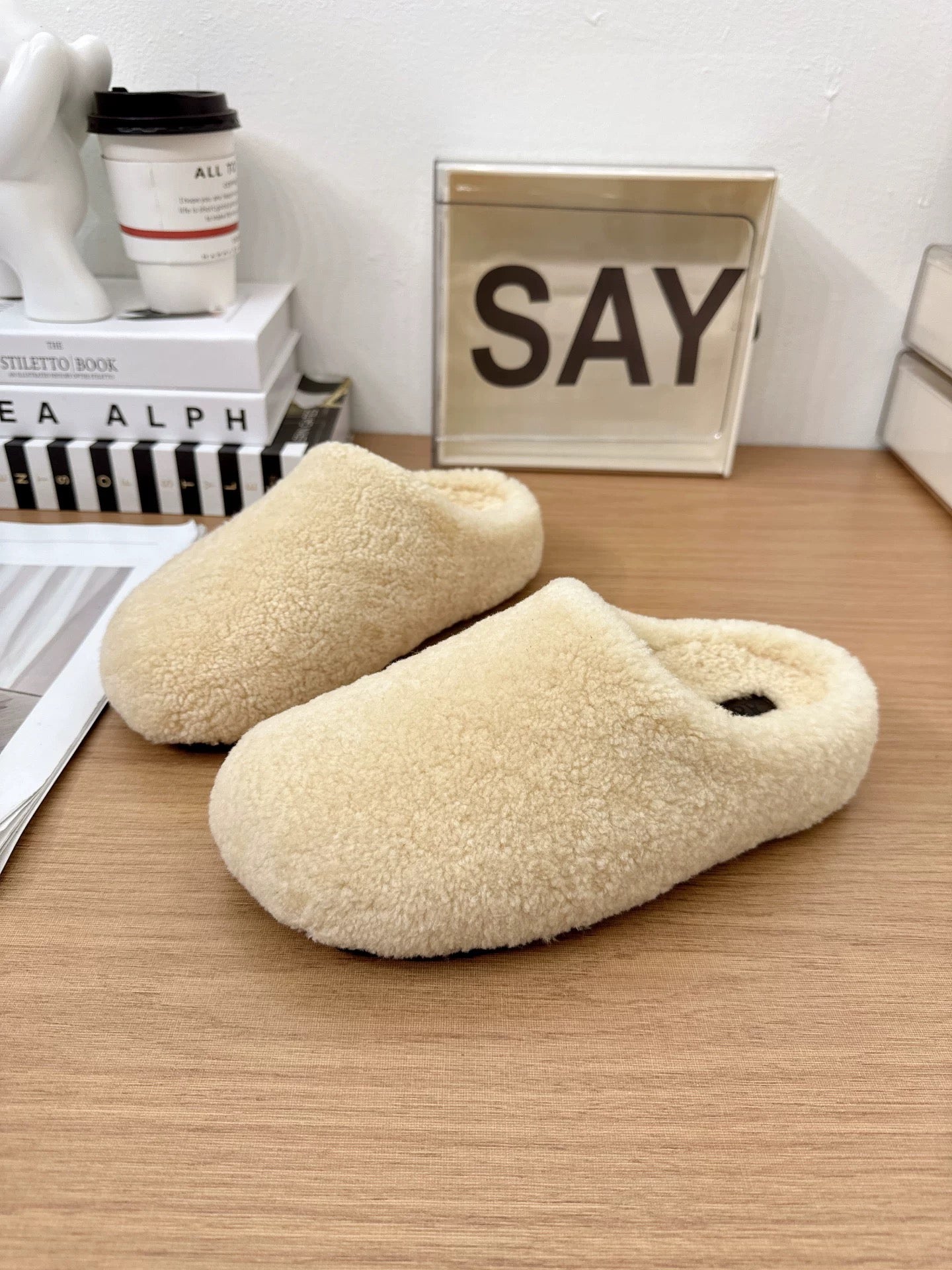 Kelly Designs Plush Fleece Indoor White Slippers Shoes (Instock)