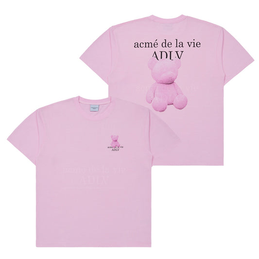 ADLV FUZZY BEAR SHORT FEMALE SLEEVE T-SHIRT PINK (Instock)