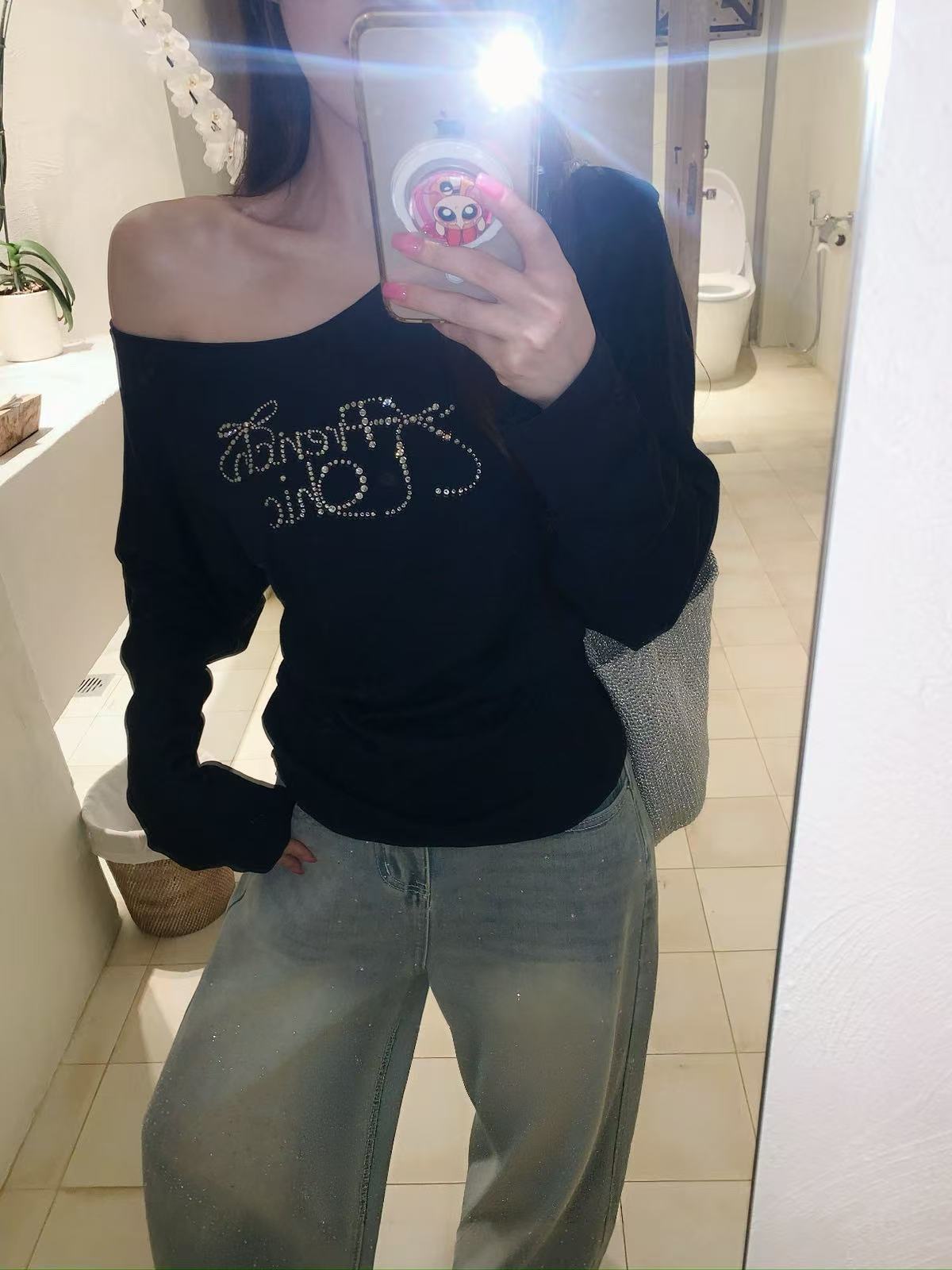 Kelly Designs Shiny Letters Off Shoulder Top (Instock)