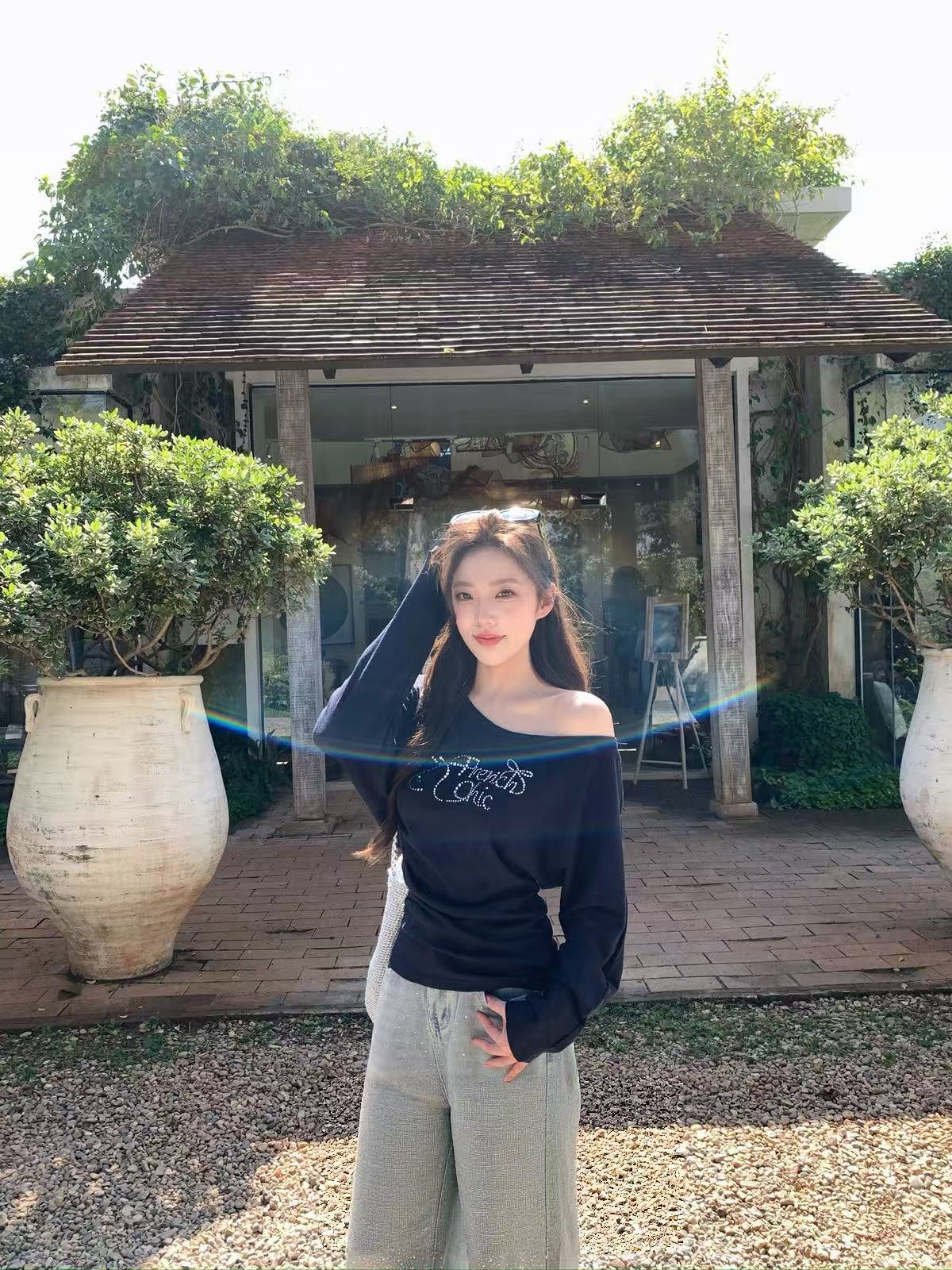 Kelly Designs Shiny Letters Off Shoulder Top (Instock)