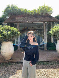 Kelly Designs Shiny Letters Off Shoulder Top (Instock)