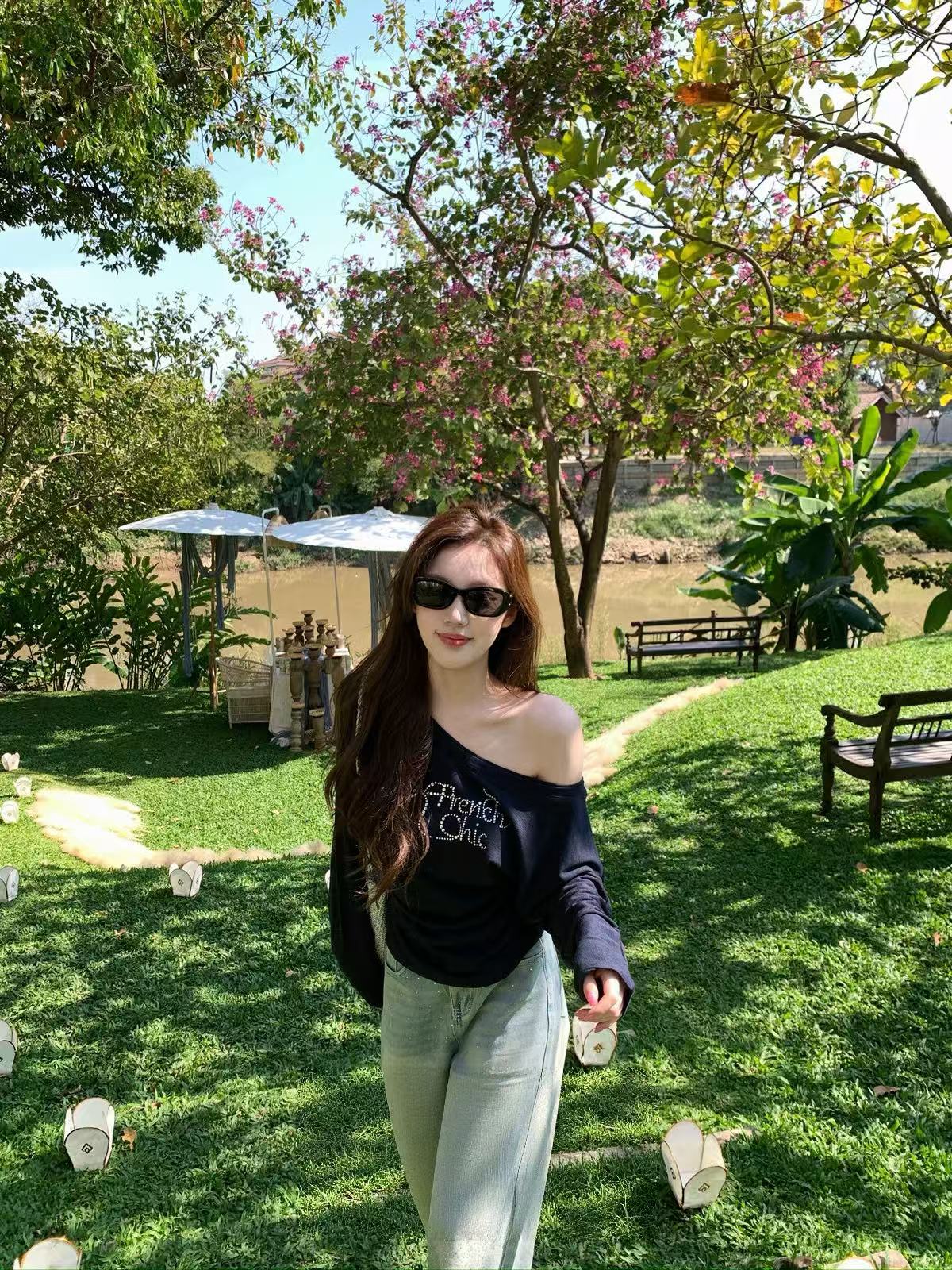 Kelly Designs Shiny Letters Off Shoulder Top (Instock)