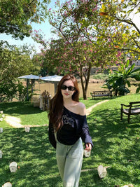 Kelly Designs Shiny Letters Off Shoulder Top (Instock)