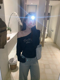 Kelly Designs Shiny Letters Off Shoulder Top (Instock)