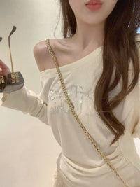 Kelly Designs Shiny Letters Off Shoulder Top (Instock)