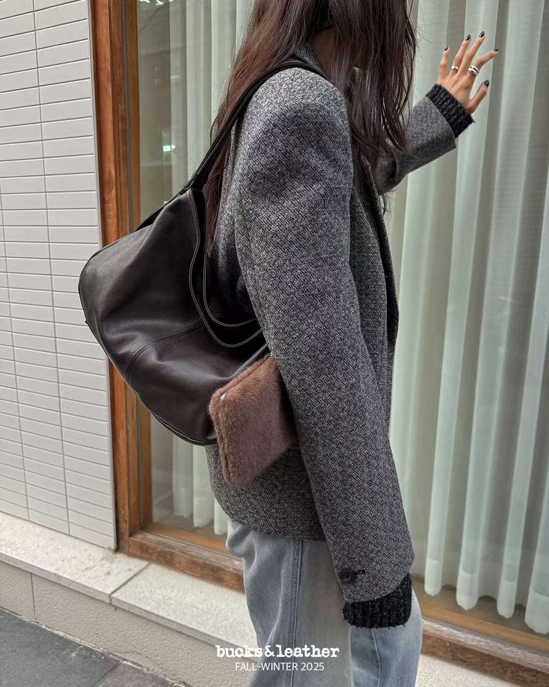 Korean APM Collection BUCKS&LEATHER Brown Leather Bag (Preorder)