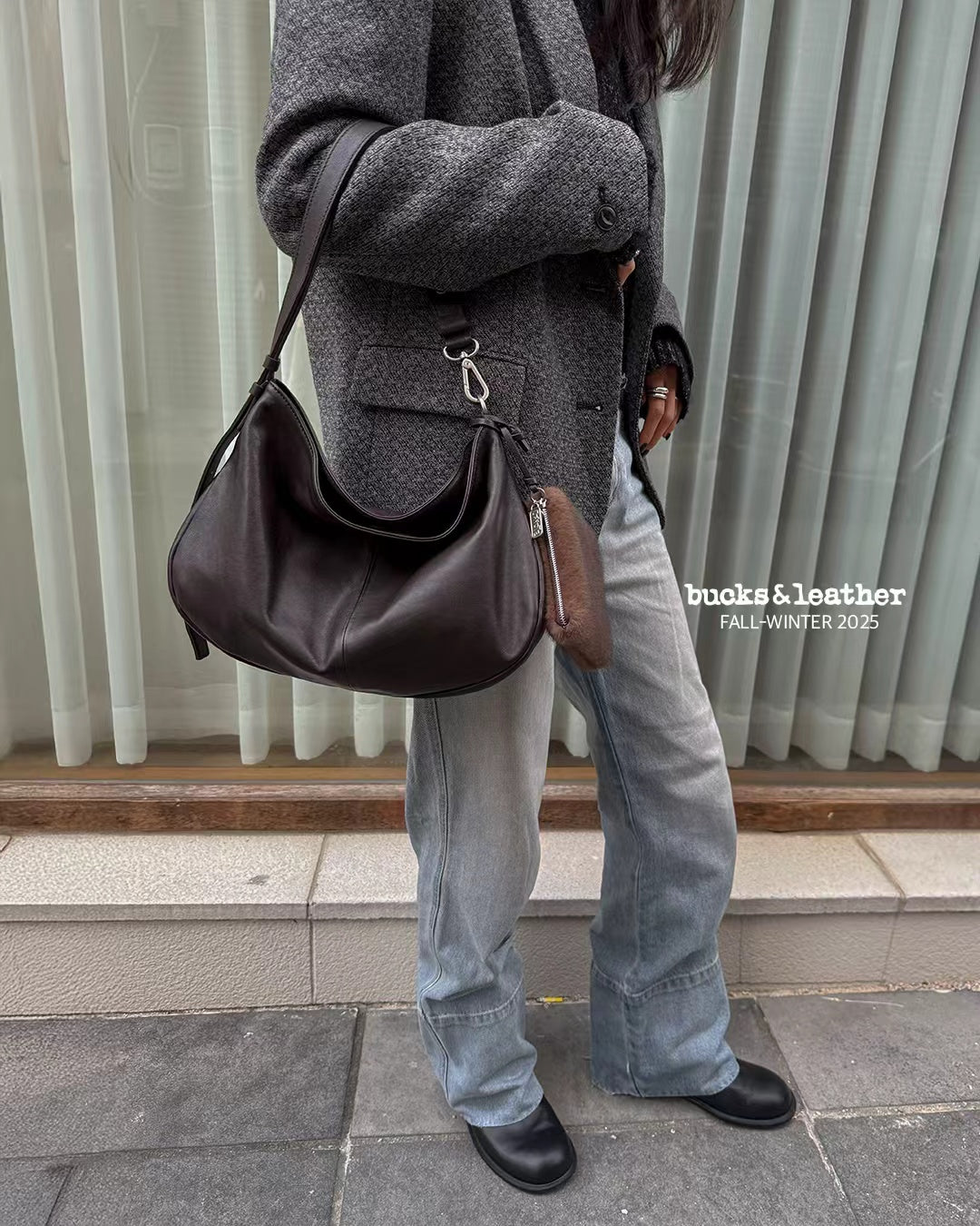 Korean APM Collection BUCKS&LEATHER Brown Leather Bag (Preorder)