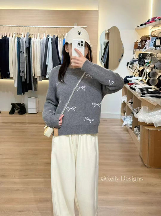 Kelly Designs Ribbons Raccoon Thick Grey Sweater (Instock)