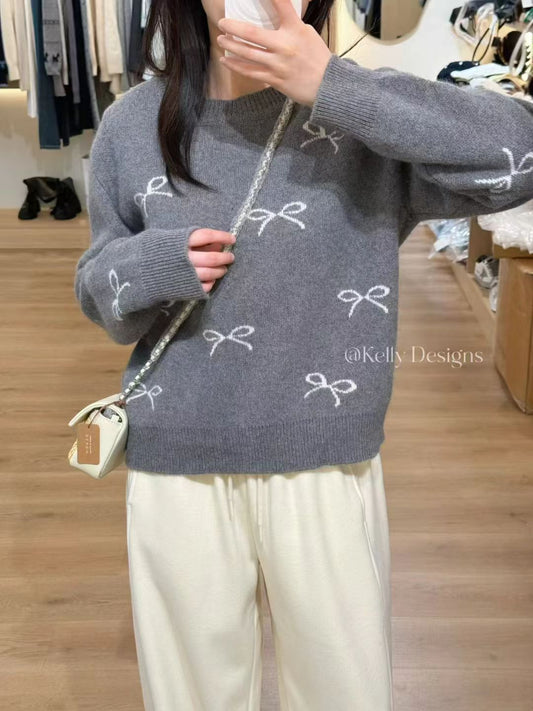 Kelly Designs Ribbons Raccoon Thick Grey Sweater (Instock)