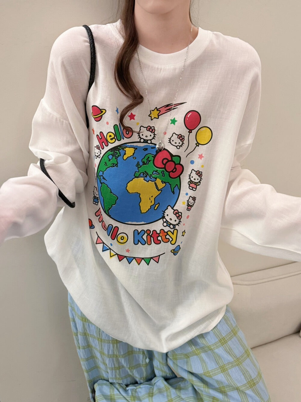 Kelly Designs Kitten World Graphic Oversized Long Sleeve Tee (Instock)