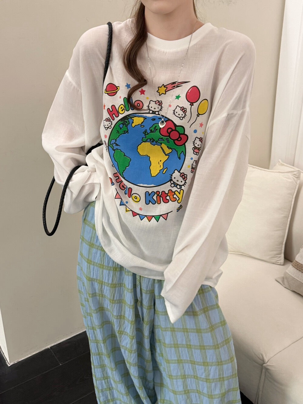 Kelly Designs Kitten World Graphic Oversized Long Sleeve Tee (Instock)